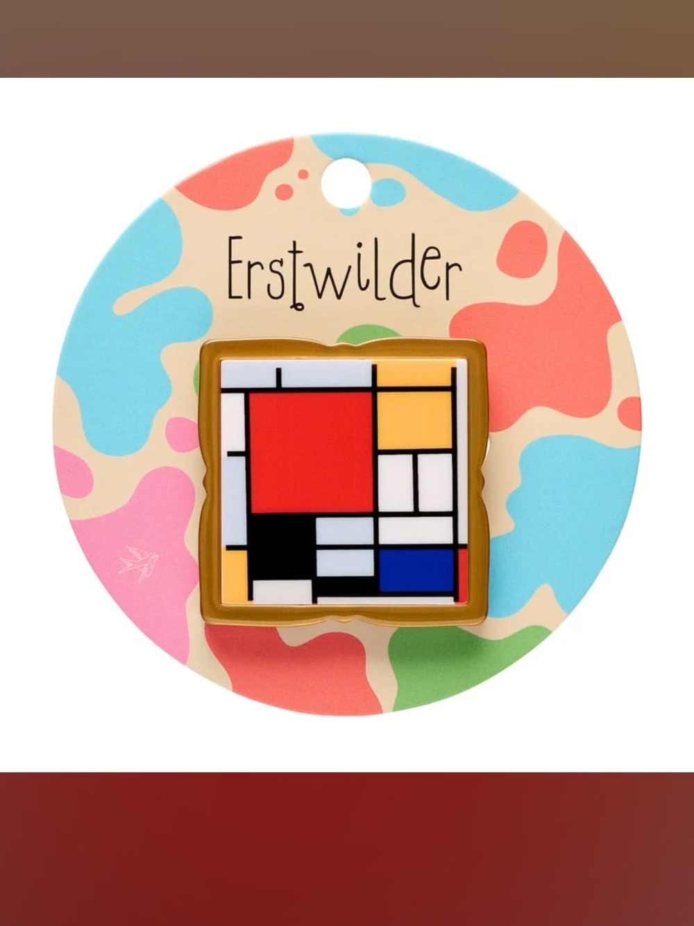 Erstwilder Mondrian Geometric Enamel Brooch in Simplified Mini